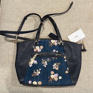 Denim and floral Coach purse - like new